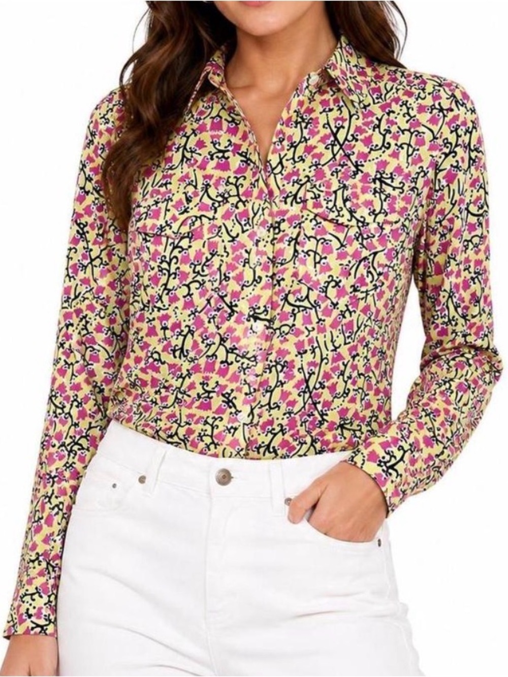 Lily Pulitzer “starfruit yellow valley girl” button down shirt. Women’s small
